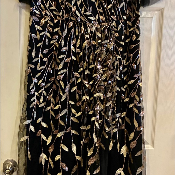 Ever Pretty Black and Gold Leaf Maxi Dress - Picture 4 of 8